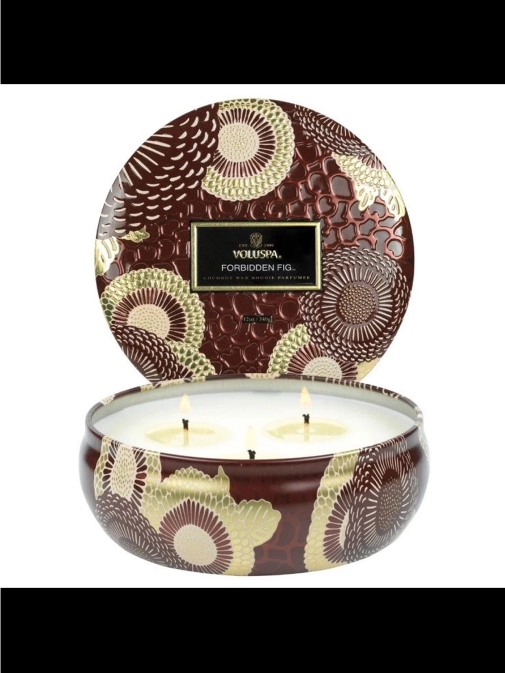 Voluspa Forbidden 3-Wick Fig Tin 12 Oz Candle FORBIDDEN FIG 12 Ounce